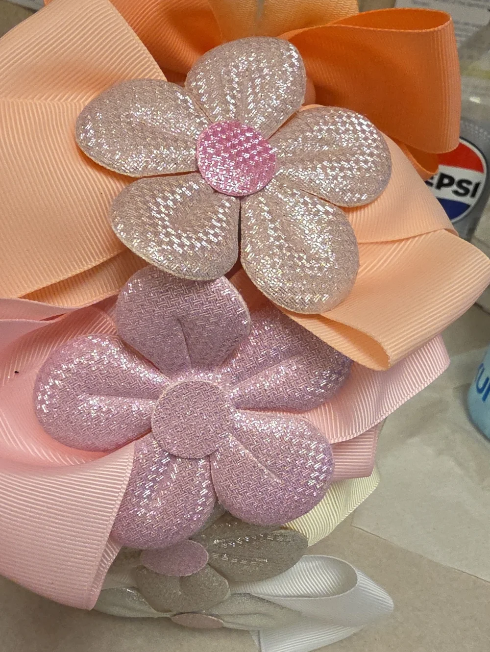 Multicolor Ribbon &  Flower Hair Bows.  2 For $8